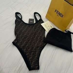 Brown Lycra® reversible swimsuit